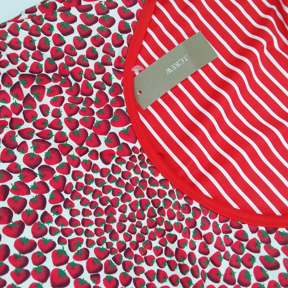 J. Crew Swimsuit One Piece Size 10 Reversible Strawberry Red White Striped NWT - Picture 4 of 9